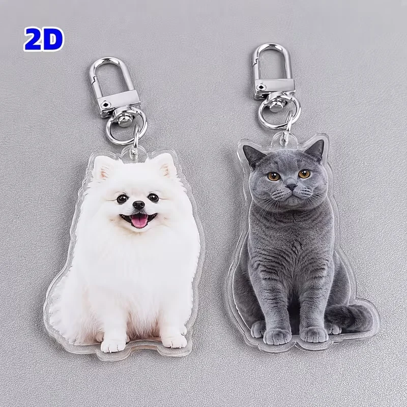 Personalized Acrylic Keychain with Pet Portrait - Custom Photo Keyring for Pet Lovers And Couples Perfect Gift for Valentine's D