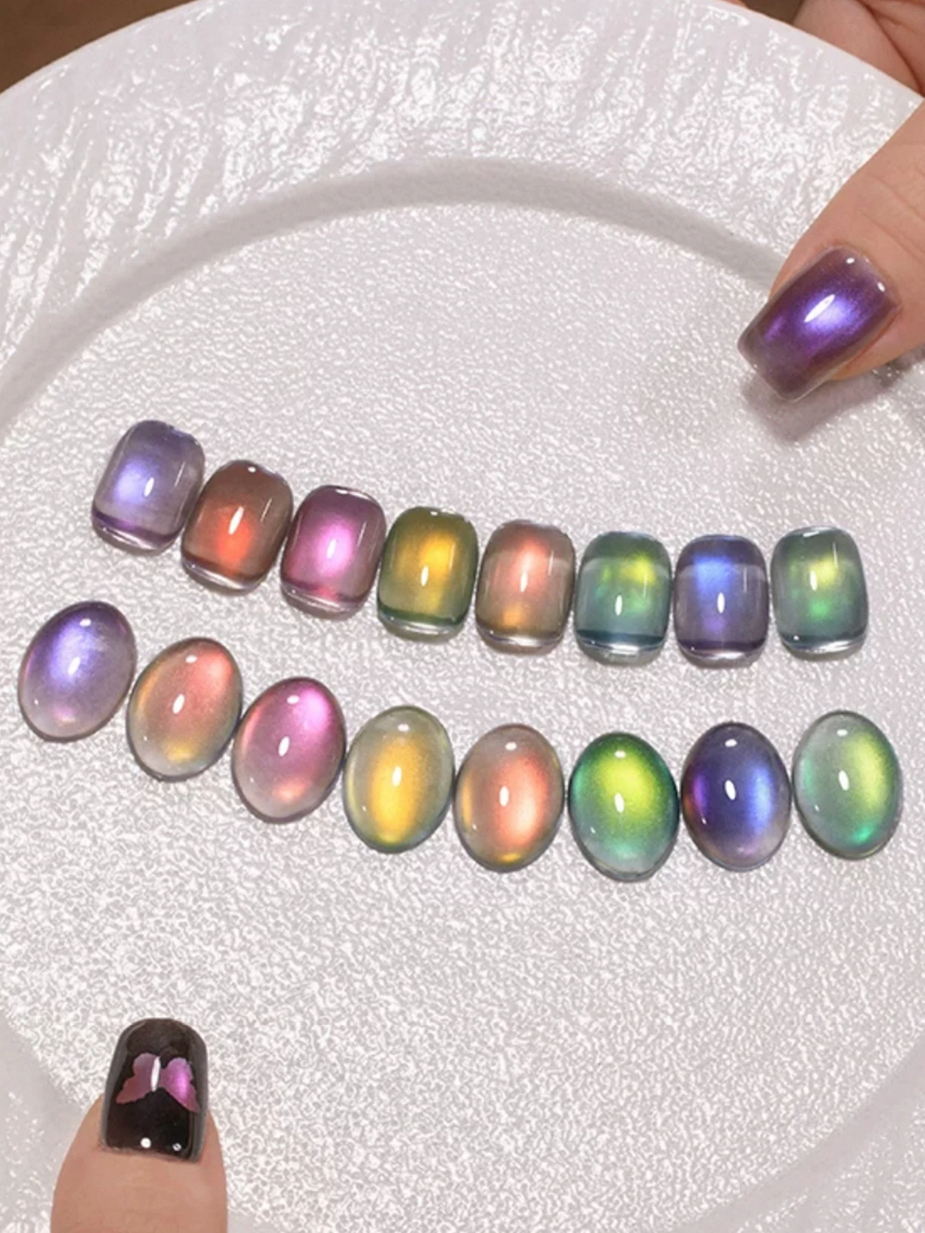 1-12 pezzi 12ml iridescenza Aurora perline di vetro smalto gel per occhi di gatto, polimerizzazione UV LED, gel per nail art ad asciugatura rapida a lunga effetto