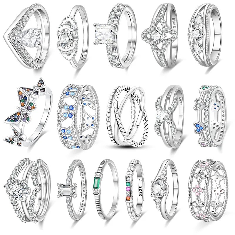 925 Sterling Silver Plain Silver Fried Dough Twists Cross Wide Rings For Women Girls Birthday Anniversary Jewelry Gifts