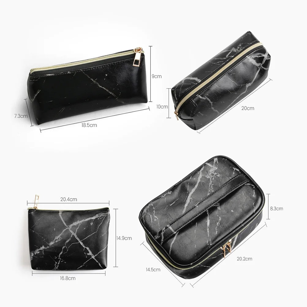 3개 세트 대형 중형 소형 방수 PU 여행 파우치 내구성 있는 브러시 보관 정리함