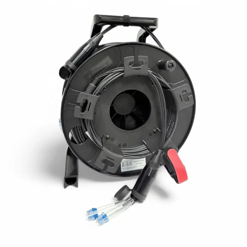 100m Armored 4 Core Single Mode Fiber Optic Cable G657.A1 TPU Jacket with Kevlar, Outdoor Tactical Fiber with PCD235 Reel