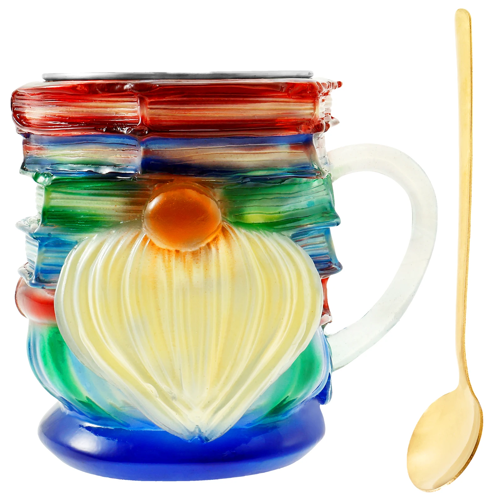 

Painted Mug with Spoon 3D Painted Faceless Santa Claus Coffee Cups Dishwasher Safe Mug Birthday Christmas Gifts Kitchen Utensils