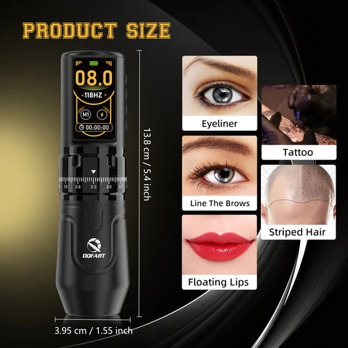 Imagen 2 del producto DQFART-máquina de tatuaje inalámbrica, Kit de tatuaje, pluma de tatuaje de 2400mAh para artista corporal profesional, suministros de tatuaje, accesorios de tatuaje