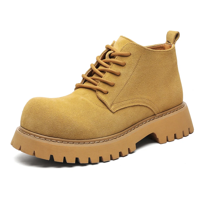 

Men High Top Boots Faux Suede Thick Sole Comfortable Non Slip Casual Trend Men Boots Sizes 38-46