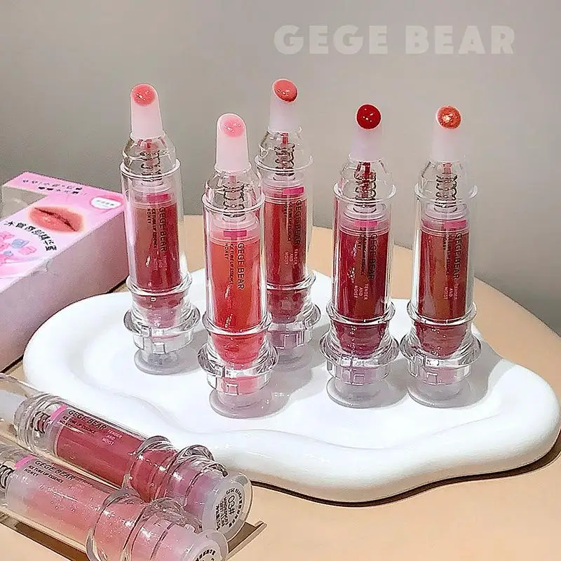 1Pz Gege Bear Lip Essence Gloss Autunno Inverno Siero Labbra Idratante Finitura a Specchio Sottile Brillantezza Illuminante Cura Idratante