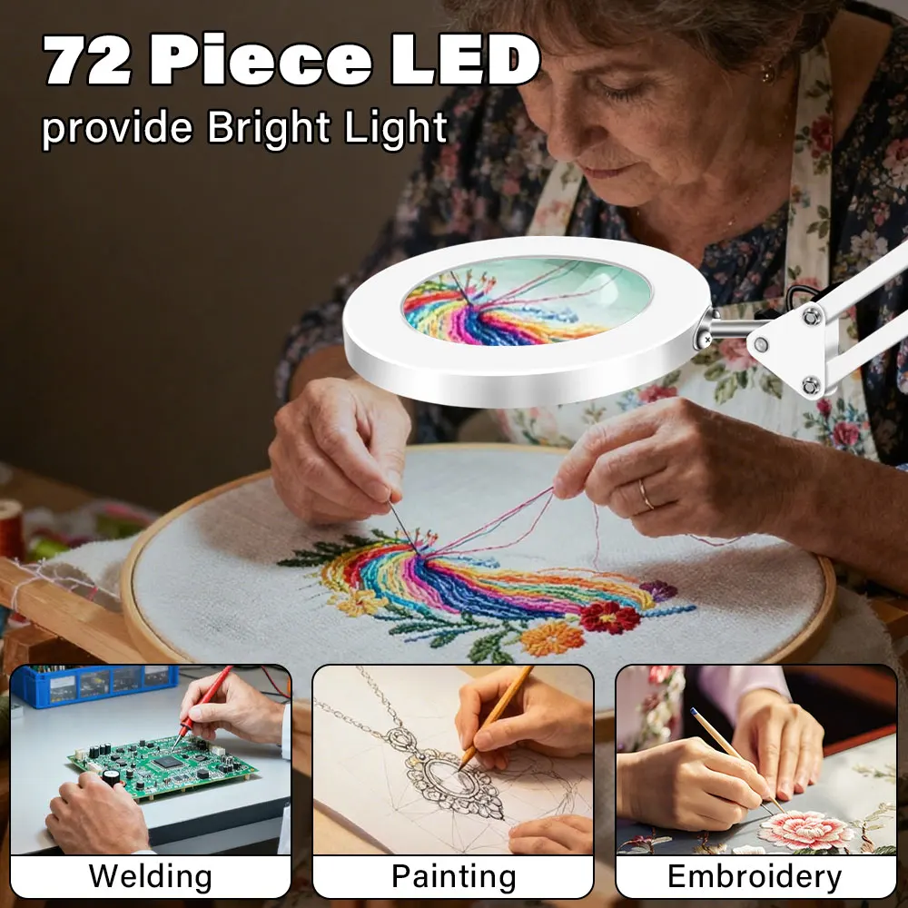 8X التكبير USB 3-Color 72 مصباح ليد المكبر لحام الحديد إصلاح لمبة مكتب العناية بالبشرة وأدوات التجميل