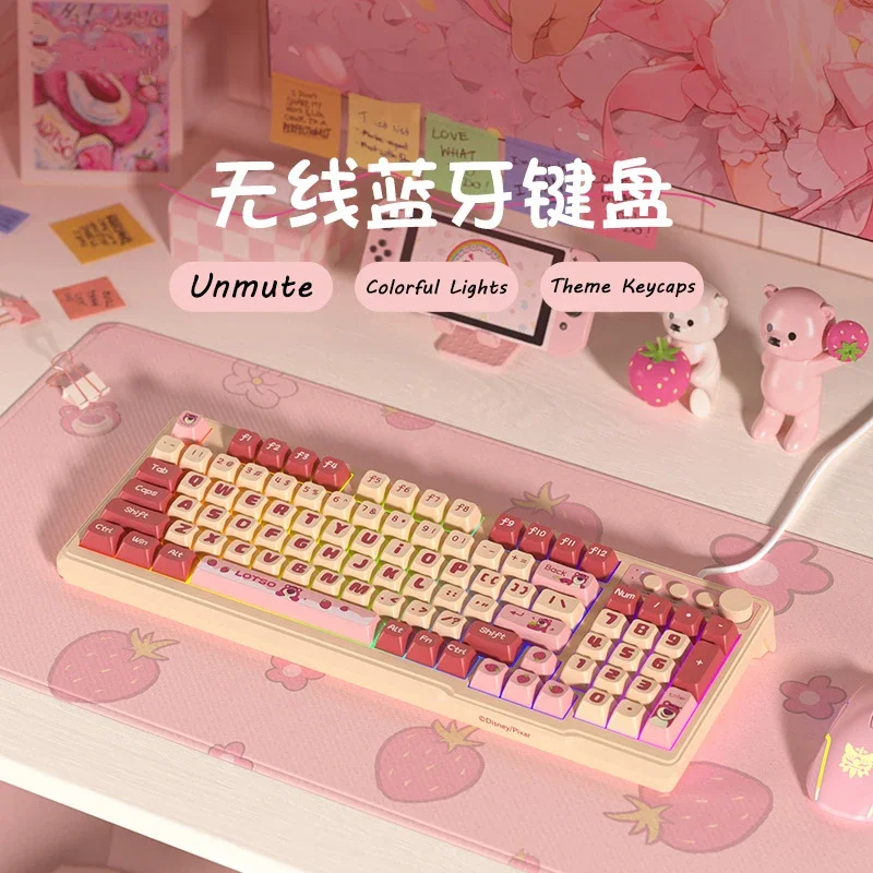 Lotso Keyboard 2.4G Wireless Gaming Keyboard For Pink Girl Gamer Keyboard Mouse Set For Macbook Laptop Wireless Portable Keypad