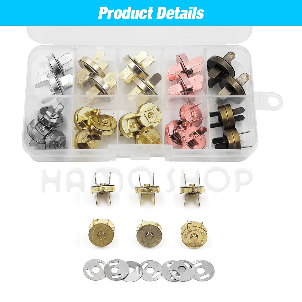 20sets/lot 14mm 18mm Wallet Button Magnet Buckle Buttons Metal Snap Thickening Magnetic Automatic Adsorption Buckle Installation