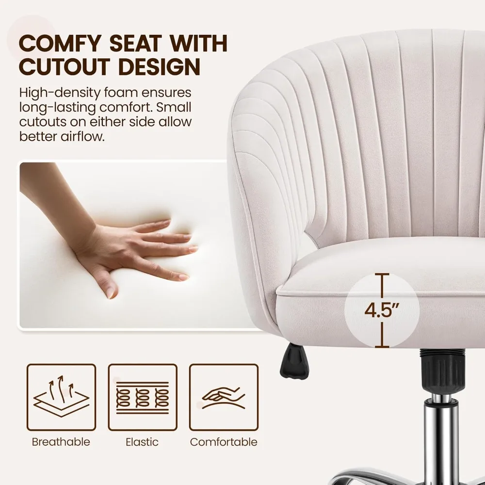 Yaheetech كرسي مكتب لطيف كرسي الغرور المخملي مع عجلات مكتب المنزل منجد كرسي دوار حديث مع ظهر برميل معنقدة