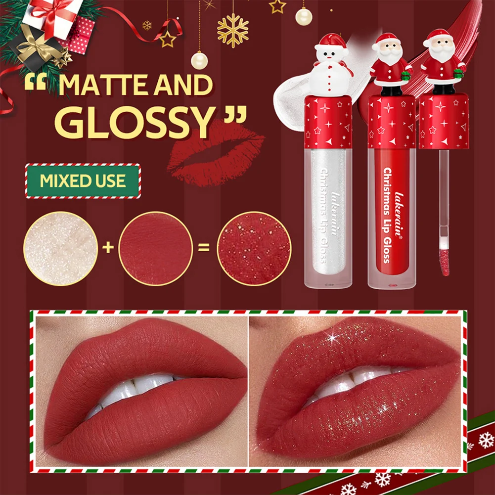 6 contagens/conjunto de maquiagem labial de natal inclui bálsamo labial gloss labial de longa duração à prova d' água presente surpresa cosmética de natal para mulheres
