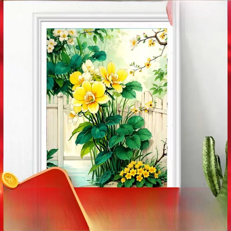 

Набор для вышивания крестиком в нежном стиле: ручная работа, цветочный узор для спальни, белая хлопковая ткань, современная простота, китайское происхождение