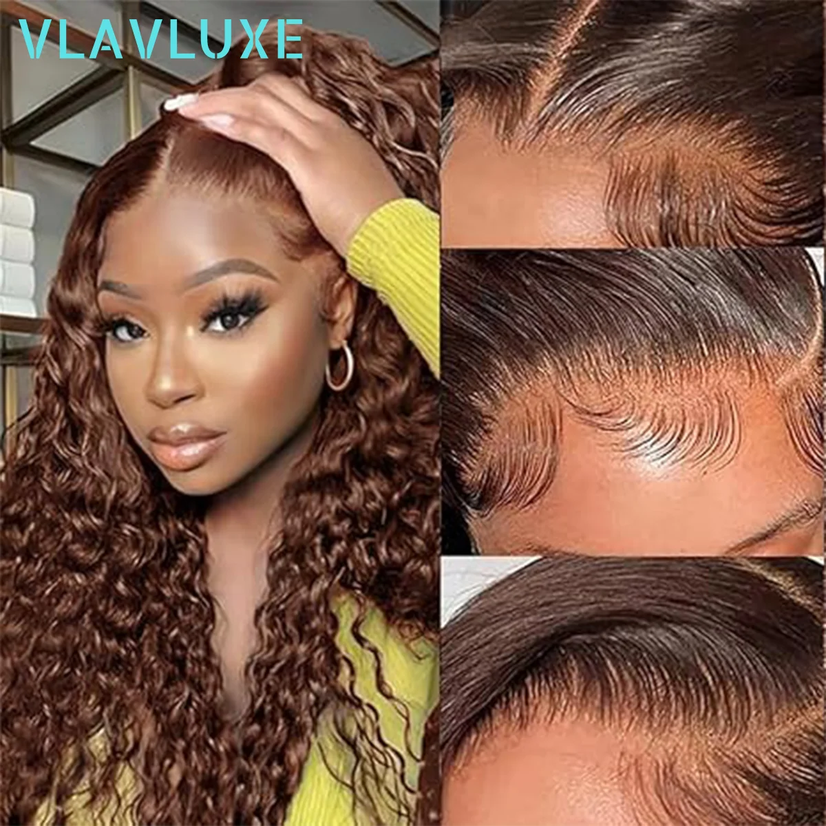

Deep Wave Glueless Wigs 13×6 360 HD Transparent Lace Frontal Human Hair Wig 400 Density 30 Inches Curly Wigs For Women Remy Hair