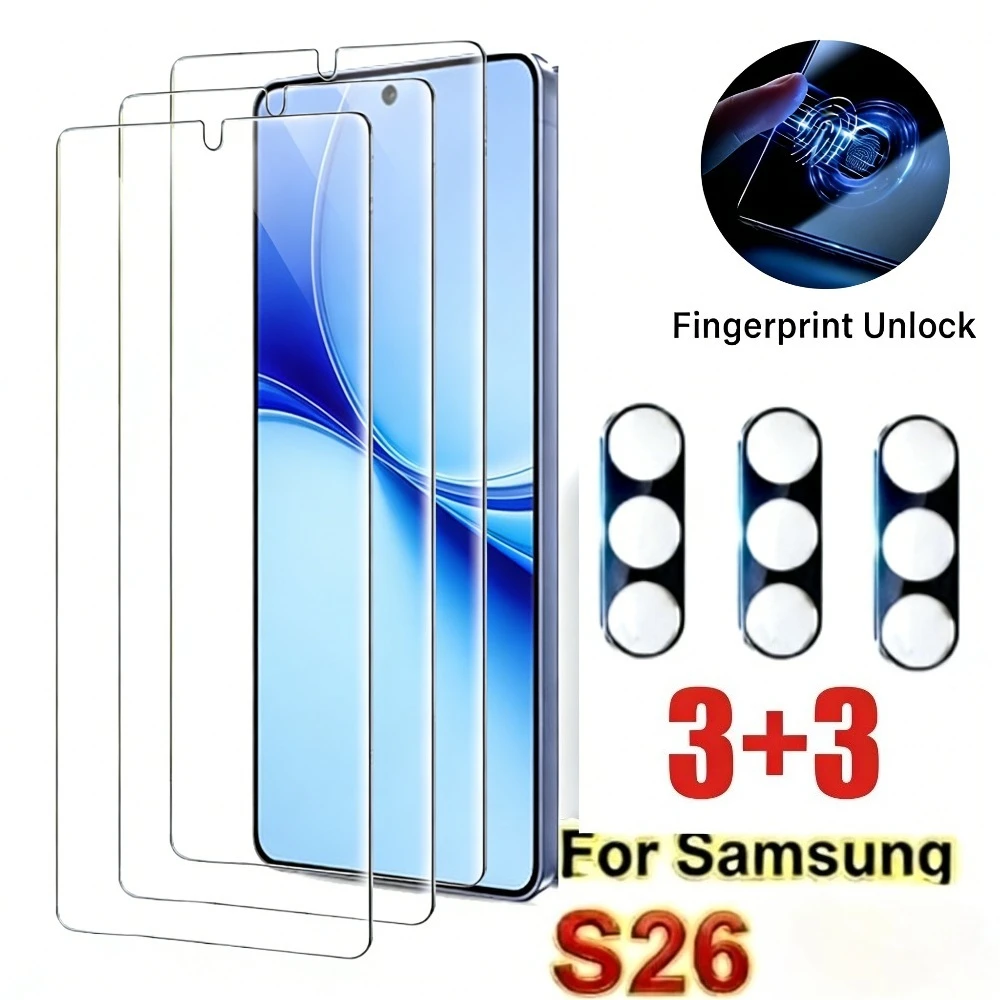 

3Pcs Ultra HD Screen Protector for Samsung Galaxy S26 S25 S24 Ultra S23 S22 S21 Plus S26 S25 Edge With 3Pcs HD Camera Lens Glass