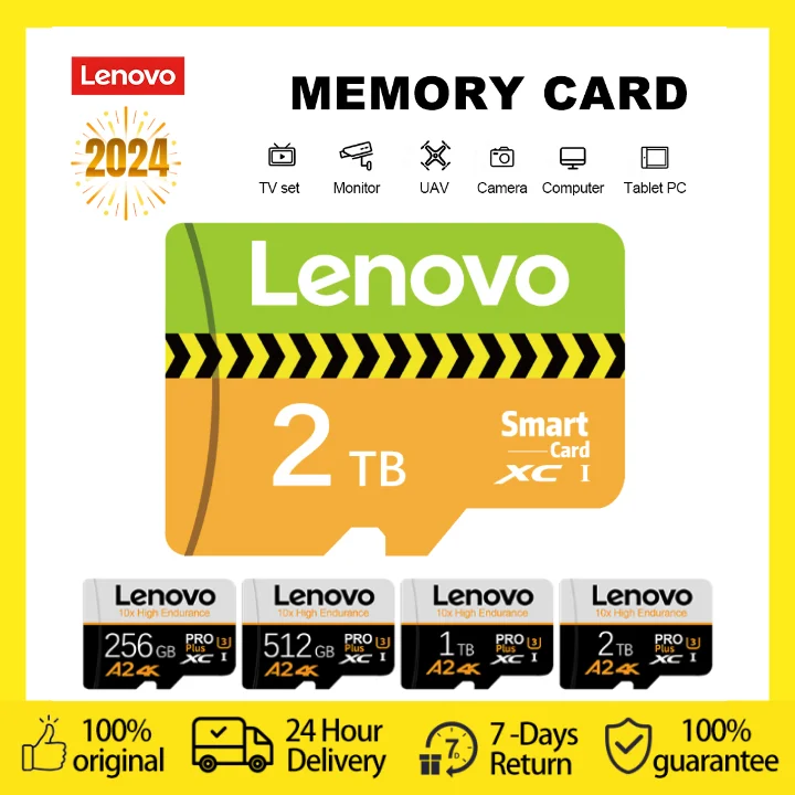 Lenovo kartu memori 2TB Uitra, kartu SD mikro TF 128G 256G 512GB kartu mikro C10 A2 1TB kartu Flash TF untuk ponsel