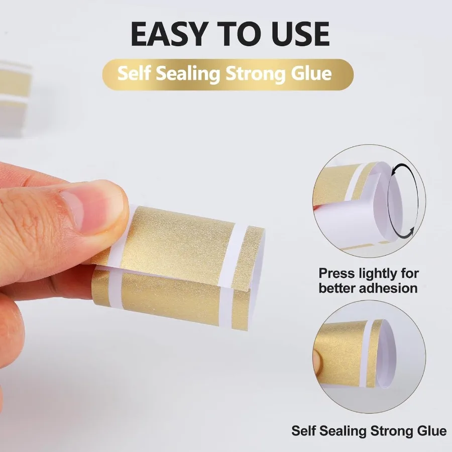 Germiwipe القياسية منديل ورقي Band منديل الدائري الذاتي لاصق 200 قطعة ماتي الذهب والفضيات يلتف العصابات الجدول إعداد الزفاف Ev