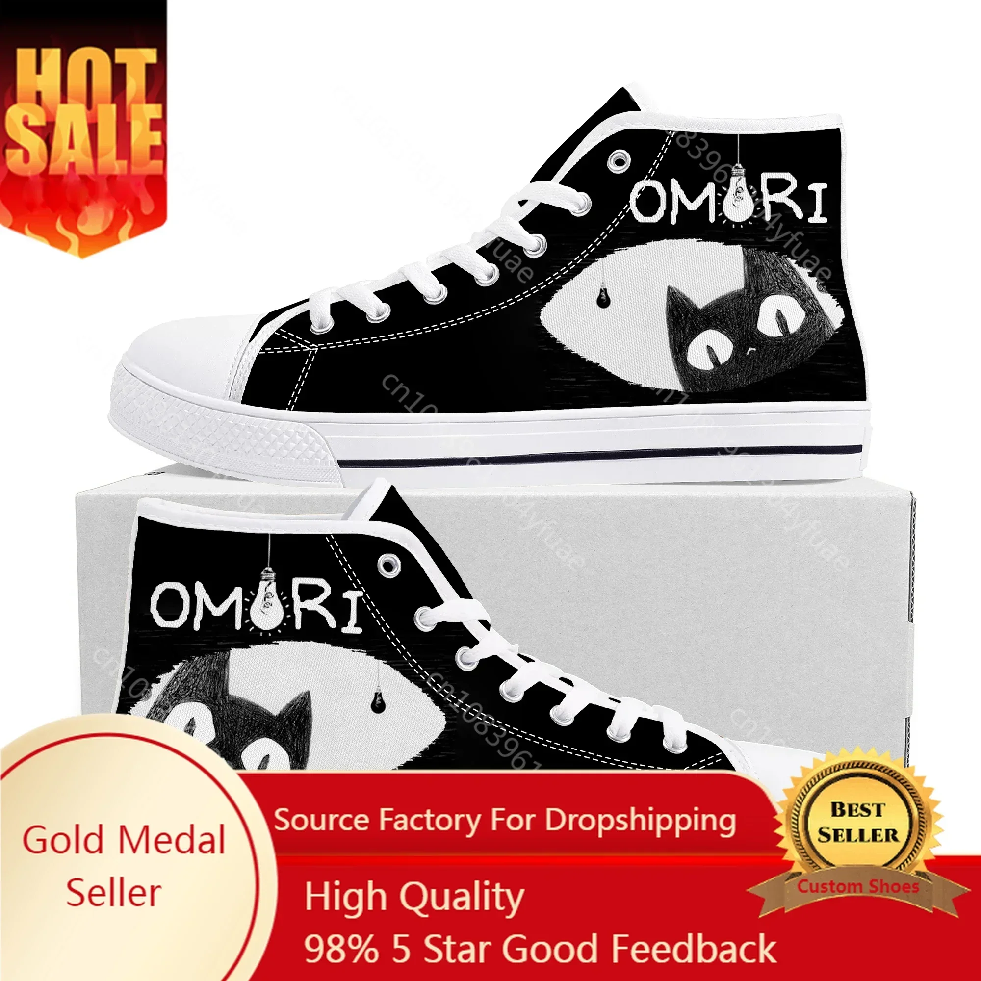

Высокие кроссовки Omori, популярные мужские и женские кроссовки с героями мультфильмов для подростков, модная парусиновая обувь высокого качества, повседневные кроссовки на заказ