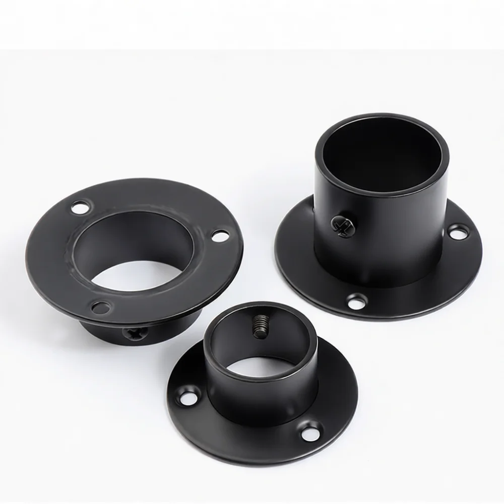 Stainless Steel Flange Bracket Closet Rod Holder Wall Mounted Wardrobe Rail Support Heavy Duty Drying Rack Furniture Hardware