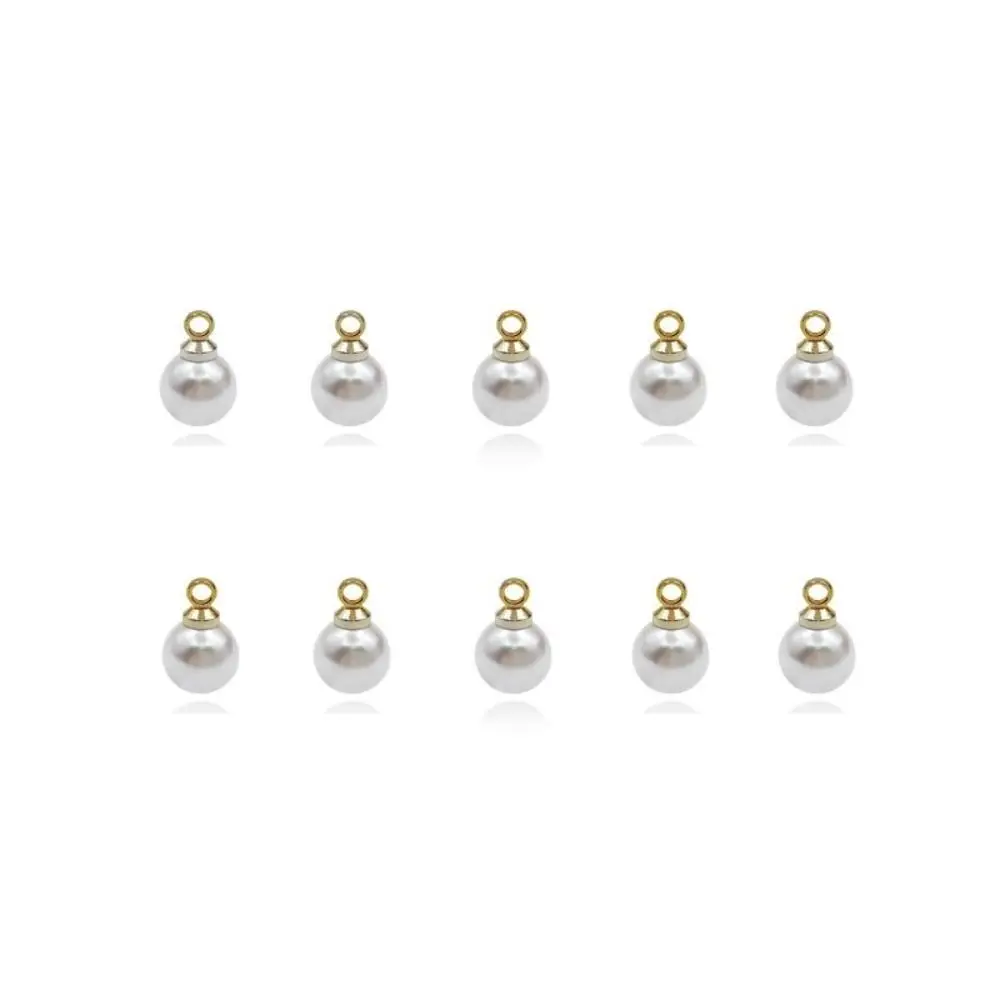 

10PCS Trendy Clothes Decor Artificial Pearl ABS Alloy Pearl Buttons for Sweater Faux Round DIY Dangle Earrings Pendant Girls