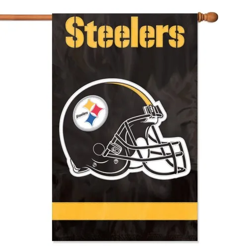 PITTSBURGH STEELERS APPLIQUE EMBROIDERED 2SIDED HOUSE FLAG INDOOR OUTDOOR NYLON uua