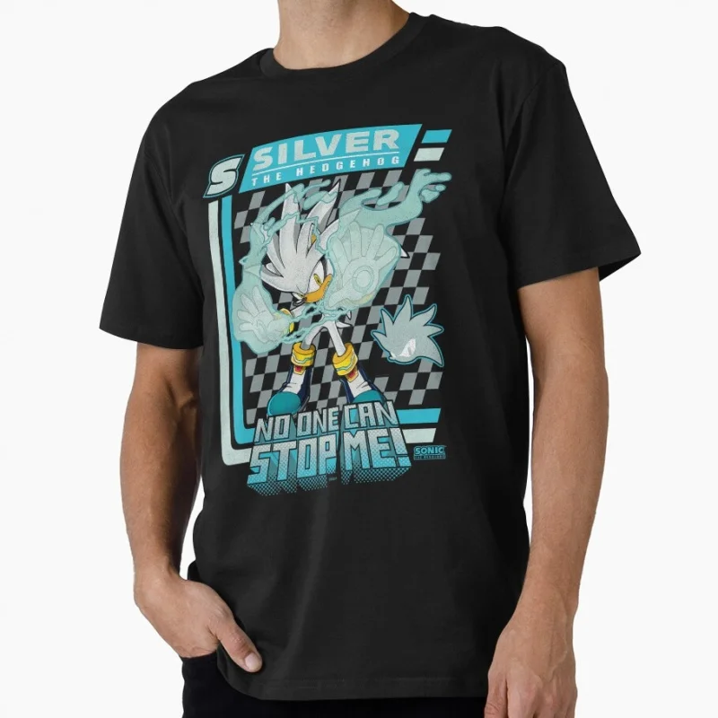

90s Racing Anime Sonic The Hedgehog SILVER Gift t shirt 0603 Vintage Cartoon Series Graphic Tee Y2K clothes US size Tops S-6XL