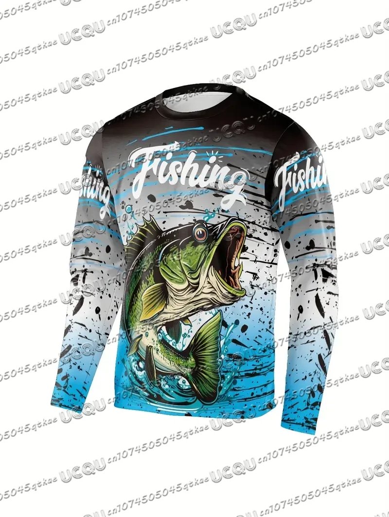 

Men's Fashionable Fish Print Long Sleeve Women's T-Shirt Casual & Versatile Breathable Outdoor Activities Tops