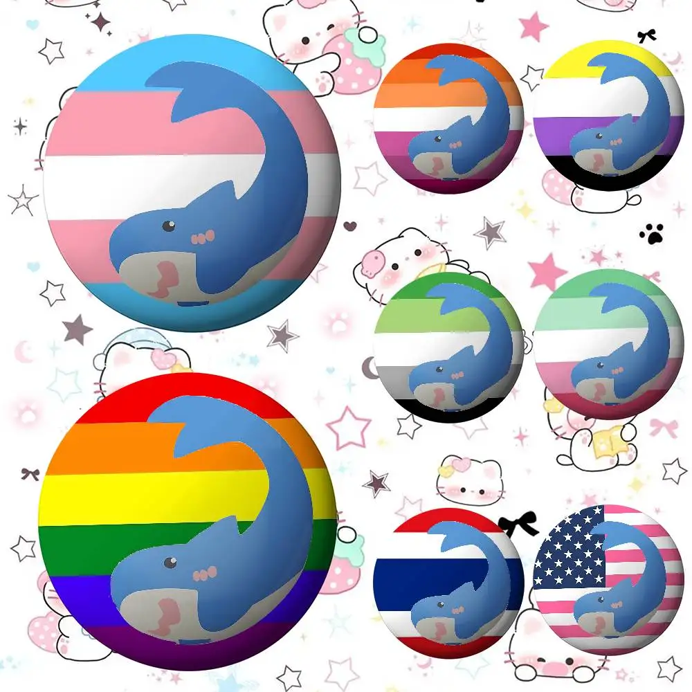 Trans Blahaj Shark Enamel Badges Tinplate Soft Button Pin Brooch Metal Badge Custom Jewelry Accessories Hat Bag Lapel view 3