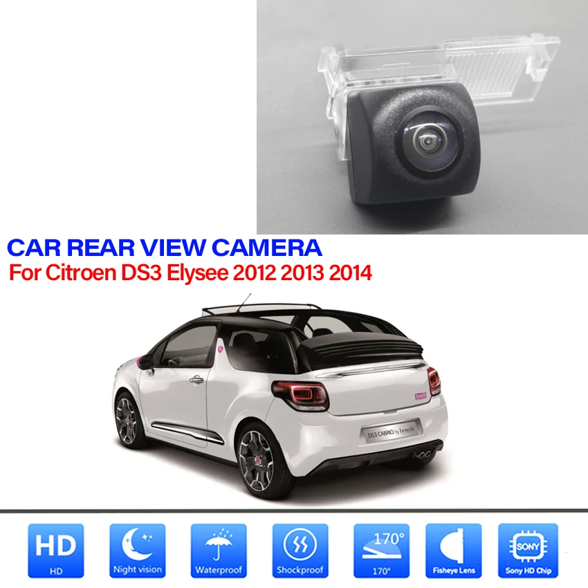 HD Night Vision Waterproof Backup Rear View camera Original hole license plate camera For Citroen DS3 Elysee 2012 2013 2014