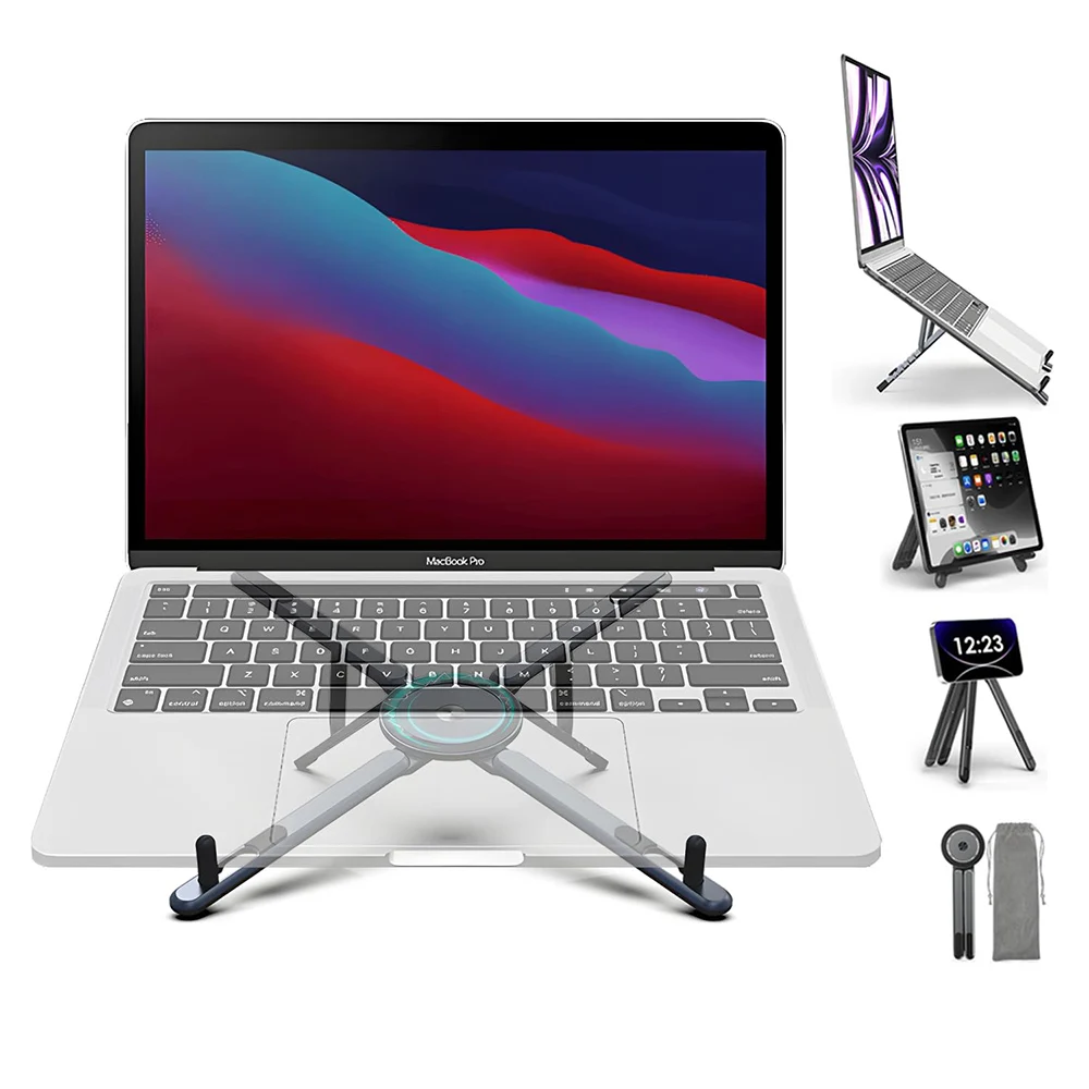 3 in 1 Aluminum Laptop Stand Adjustable Phone Holder Tablet Support Heat Dissipation for MacBook New