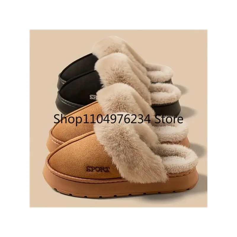 شبشب منزل نسائي شتوي مبطن بالقطيفة للاستخدام الداخلي والخارجي مع تصميم مريح للزوجين للنساء والرجال