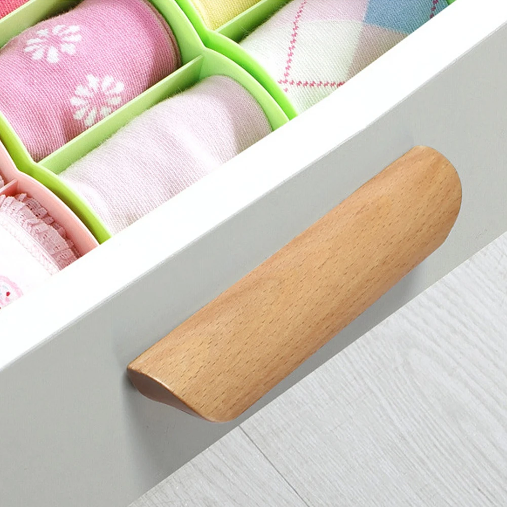 Wooden Handle Solid Wood Cabinet Pull Furniture Handle Wardrobe Pull Drawer Knob Dresser Knob Household Kitchen Long Handle