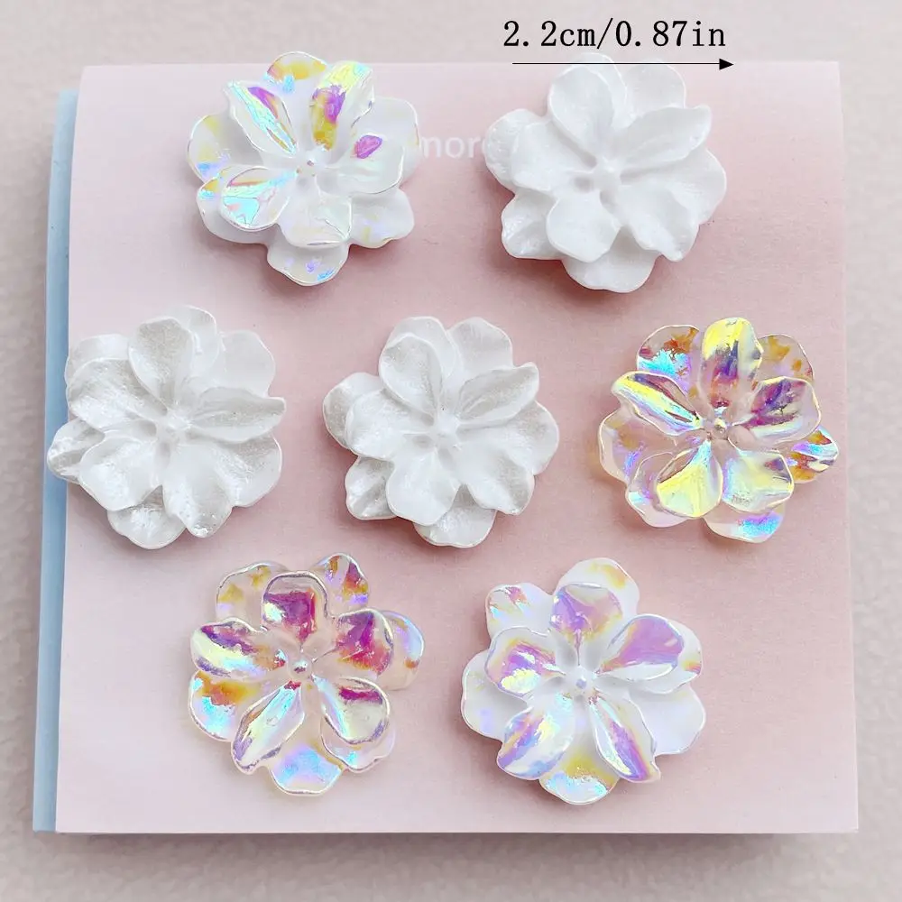 10Pcs Cartoon Resin Cute White Flowers Series Flat Bottom Scrapbook Diy Jewelry Hair Clips Phone Case Ornament Accessories