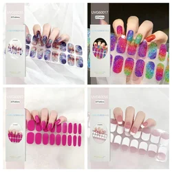 22Tips UV Semi-cured Gel Nail Wraps Gel Strips for Nail Lamp Solid Color Shiny Half Roasted Nail Products Decorations