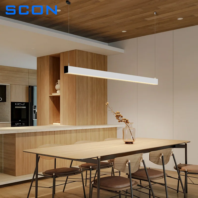 Imagem -06 - Scon-led Deep Anti-glare Linear Pendant Light Dimmable Hanging Light Cct Changing Linkable Light para Escritório e Vida 010v Discagem