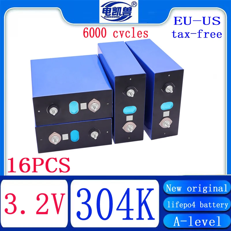 

A. Level 16pcs 3.2V Lifepo4 batteries 320AH 304K 280AH 230AH 105AH DIY 48V RV rechargeable batteries 6000 cycles tax-free