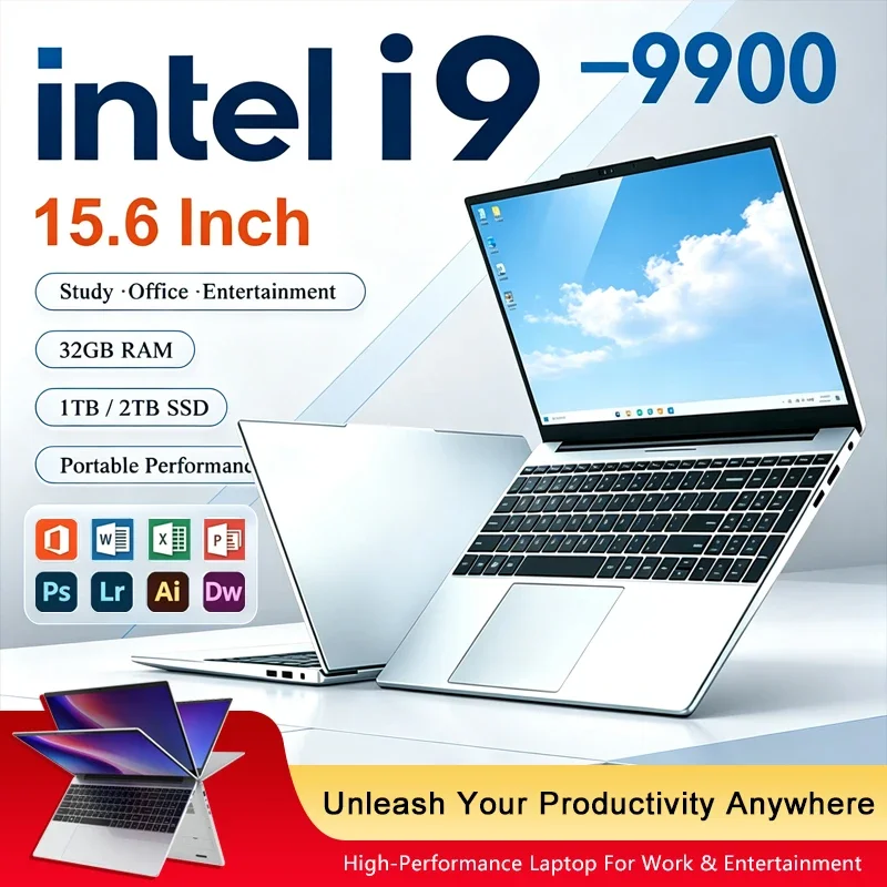 15.6 Inch Full HD IPS Laptop 120Hz Screen Intel Core I9-9900 32GB RAM 2TB SSD Backlit Keyboard Long Battery Life Windows 11