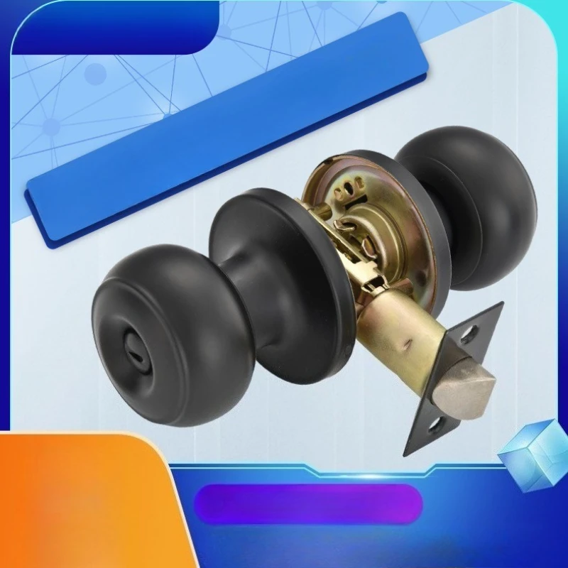 

5792MB-BK Matte Black Door Lock Stainless Steel Knob Bathroom Spherical Handle 3 Lever