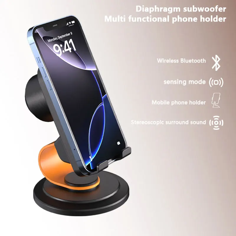 

Lazy Phone Stand Portable Bluetooth Speaker 2-in-1 Stereo Sound Music Player For Universal Mobile Phone Bracket Portable Audio