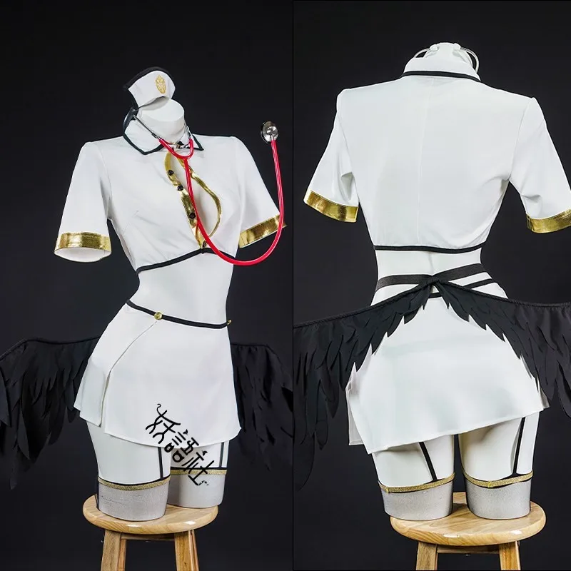 OVERLORD Albedo Nurse Cosplay Costume Anime Game Character Outfit Women Halloween Thigh-high Stockings Cosplay Costume sexy cos view 2