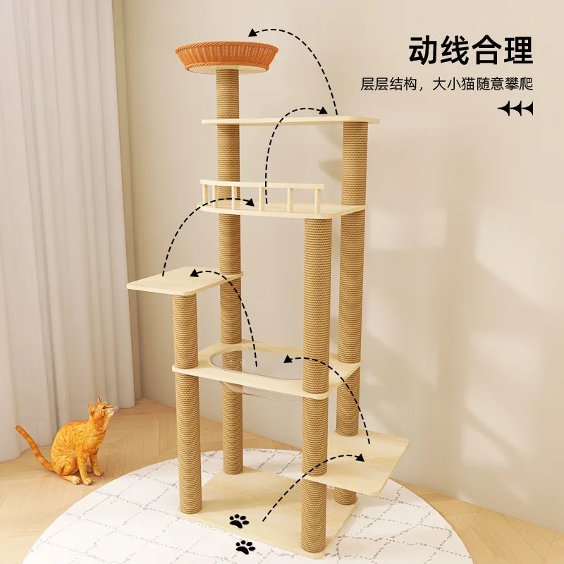 

*/*Solid Wood Board Cat Climbing Frame High-rise Vertical Does Not Occupy An Area, Wear-resistant And Scratch-resistant Cat Vill