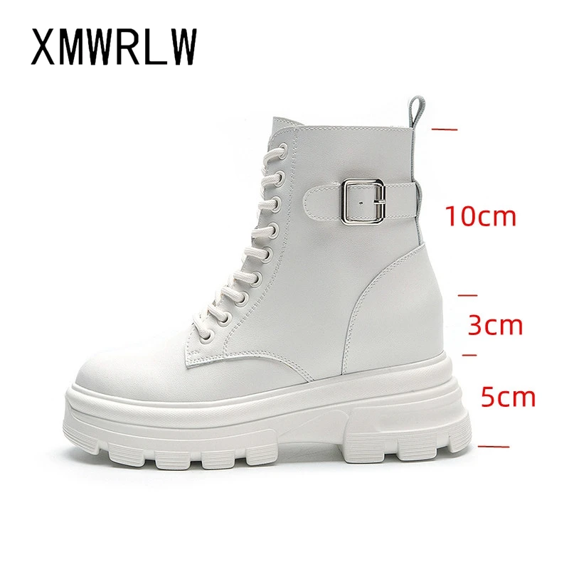 Xmwrlw botas de tornozelo femininas 2022 outono inverno couro genuíno sapatos de salto alto senhoras botas de tornozelo botas de inverno quente