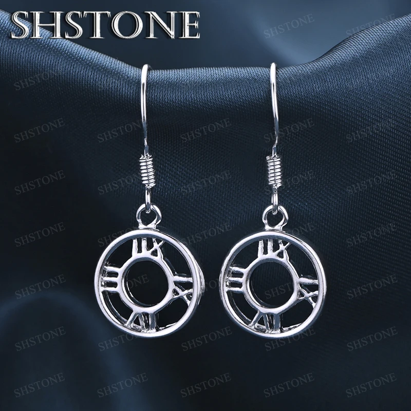 

Temperament 925 Sterling Silver Roman Numeral Round Drop Earrings For Lady Charm Wedding Party Elegant Jewelry Gifts Accessories