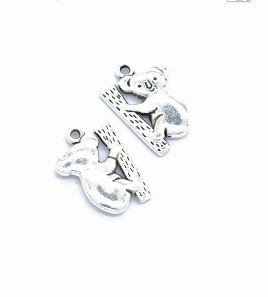 10pcs 20*15mm Antique Silver Color Zinc Alloy Sloth Koala Bear Charms Pendant Fit Jewelry Making DIY Jewelry Findings F0657