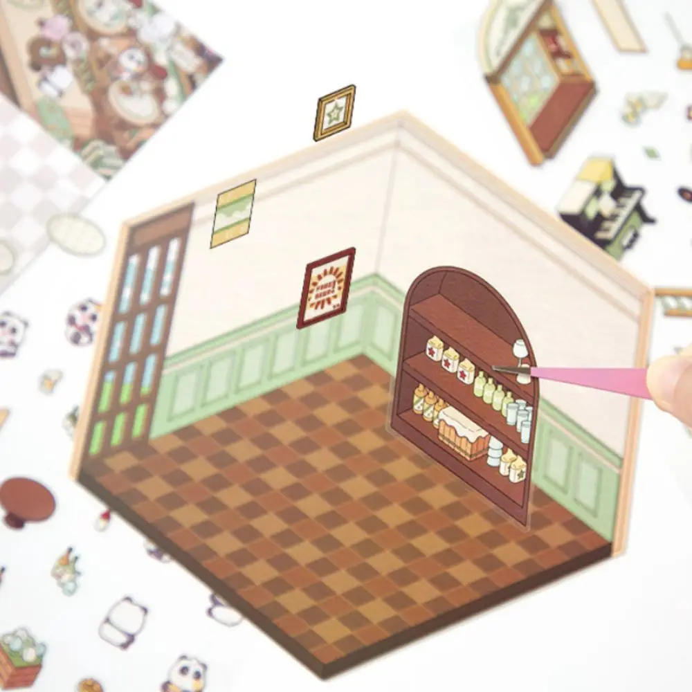 Cartoon Miniature Scene 3D Stickers Large DIY Accessories Landscaping Stickers Decorative Multi Scene Landscape Notebook Sticker