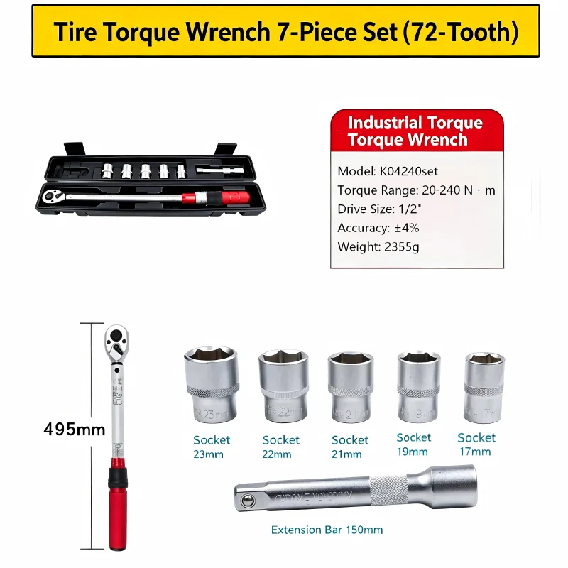 KOOLIWEI K04240set Digital Tire Torque Wrench Set 1/2