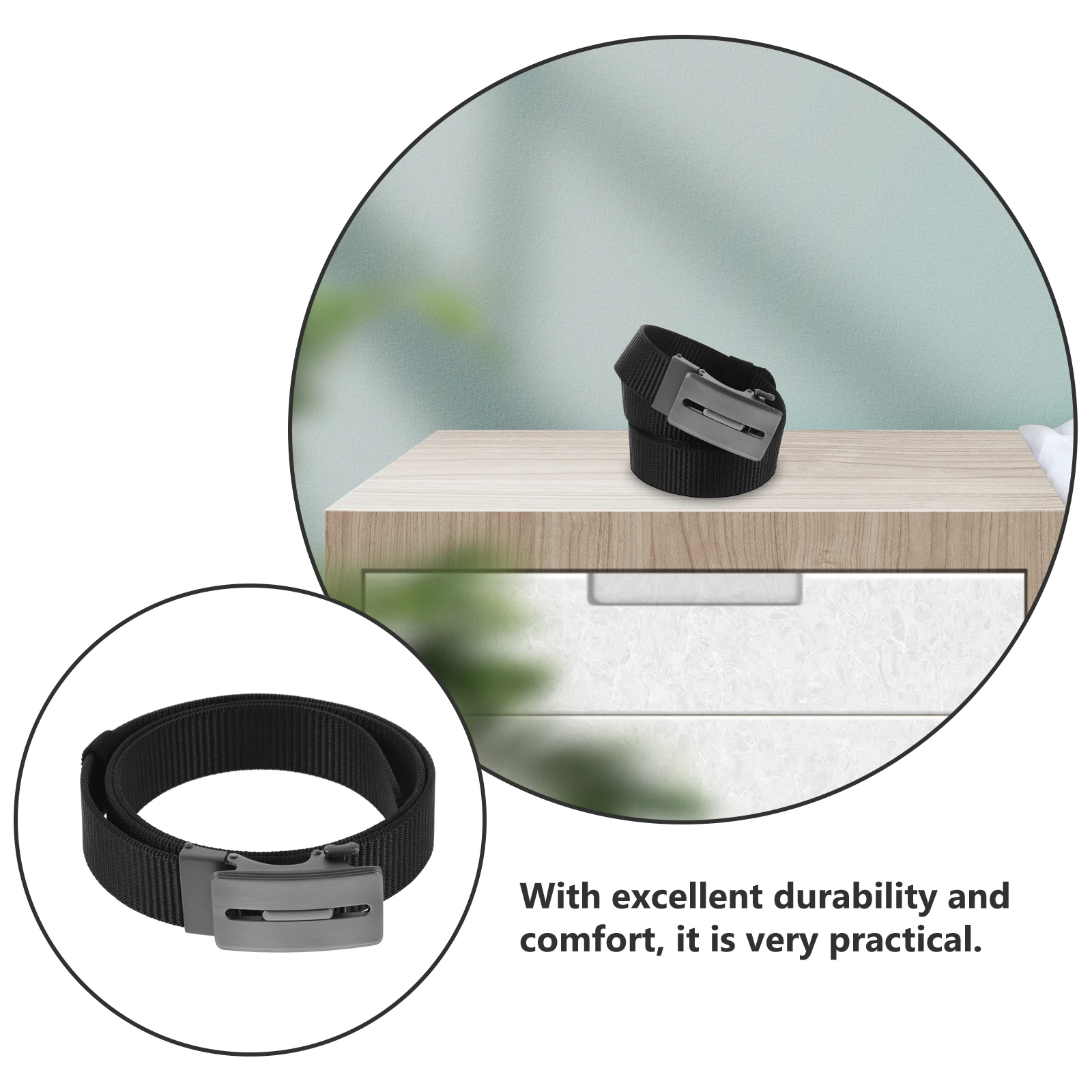 

Automatic Buckle Belt 120cm Black Adjustable Ratchet Strap for Men Women Nylon Durable Comfortable Casual Formal