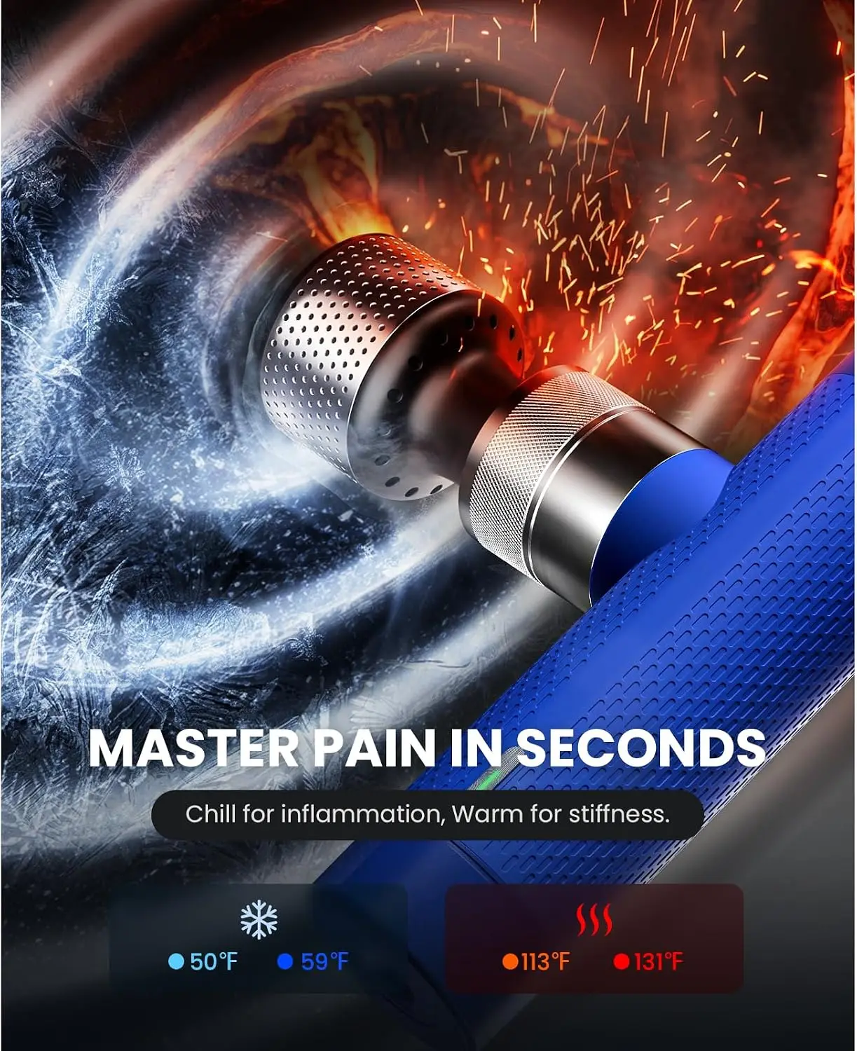 BOB AND BRAD A7 Pro Mini Massage Gun, Heat & Cold, 11mm Deep Tissue, Quiet | Portable quiet percussion massager, carrying case,