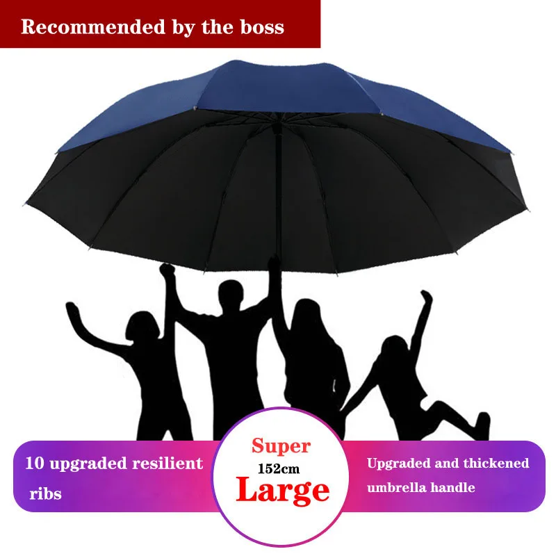 Super Large 130CM Windproof Strong Folding Men Umbrella, Safety Reflective, Reinforced, Golf Wind Resistant Umbrellas