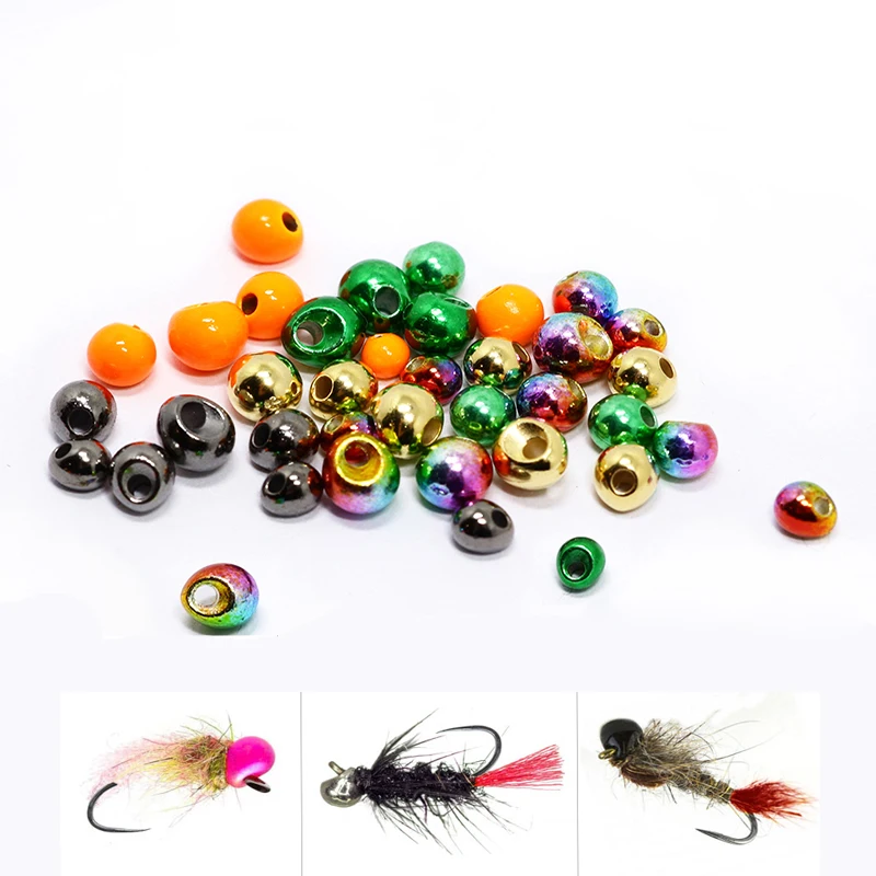 New 20 beads pack jig offset tungsten beads weighted drop shape jig beads transforming fly fishing hooks fly tying accessories