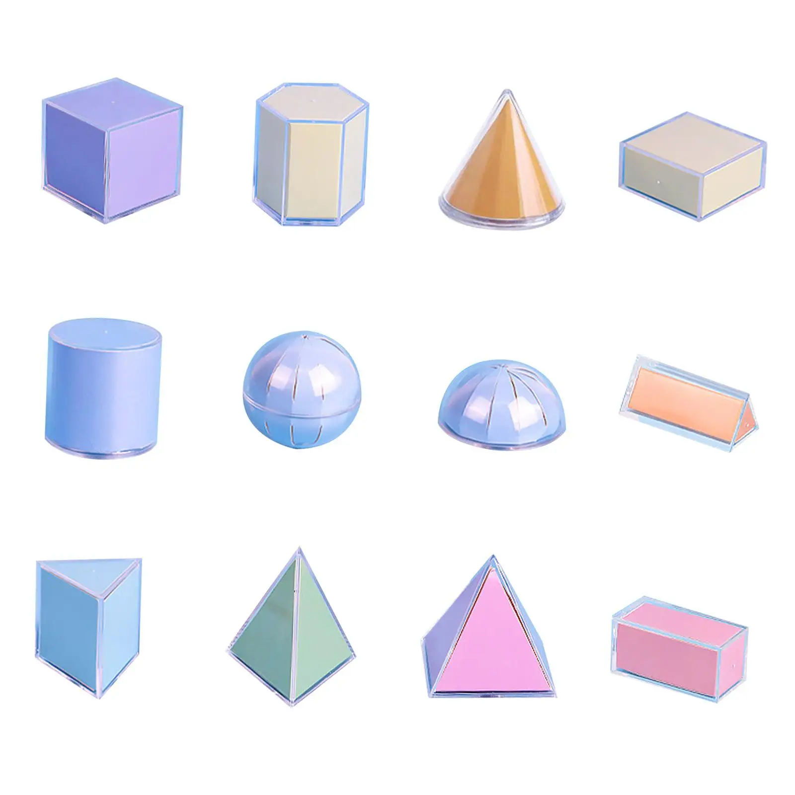 3D Shapes Geometric Blocks 3D Geometric Solids for Teaching Montessori Learning Toys for School Supplies Home Boys Girls Kids