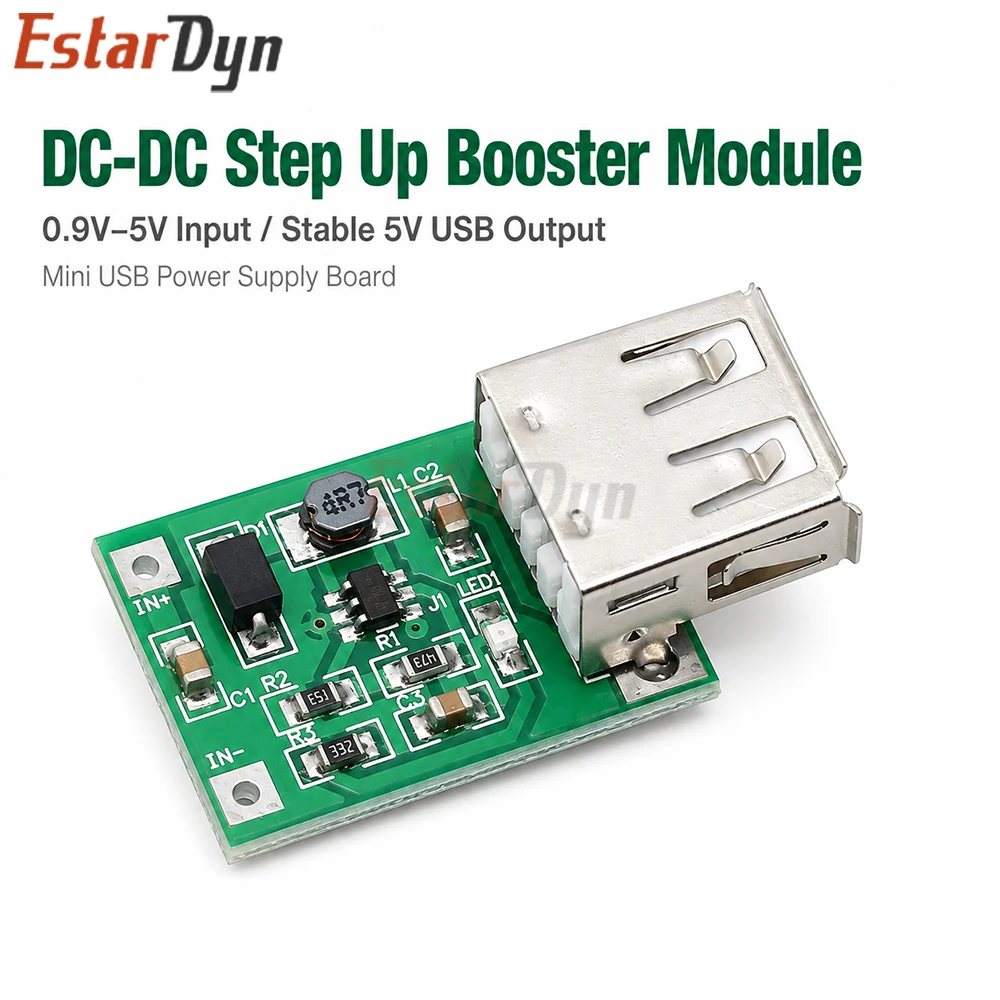 Estardyn 3V 0.9V-5V to 5V USB DC-DC Boost Converter Step Up Power Supply Board Mini for Li-ion 18650 3.7V